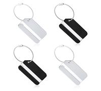 4pzs Etiqueta Equipaje Avion, Identificador Maletas Viaje Aluminio Etiquetas para Maletas de Viaje con tu Nombre para Prevenir Perder Equipaje Maletas Bolsas de Viaje (Negro; Plata)