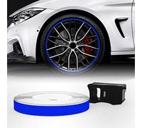 4R Quattroerre.it 10345 Wheel Trim Tiras Adhesivas Reflectantes con Aplicador para Llantas de Coche, Azul, 7 mm x 6 MT