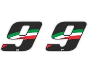4R Quattroerre.it 13229 Número Raza 9 Mini, Italia Tricolor, 27 x 23 mm (Paquete de 2)