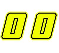4R Quattroerre.it 13380 Número Racing 0 Moto GP, Amarillo Neón, 10 x 10 cm (Paquete de 2)