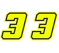 4R Quattroerre.it 13383 Número Racing 3 Moto GP, Amarillo Neón, 10 x 10 cm (Paquete de 2)