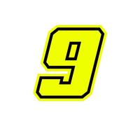 4R Quattroerre.it 13389 Número Racing 9 Moto GP, Amarillo Neón, 10 x 10 cm