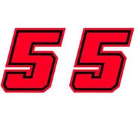4R Quattroerre.it 13395 Número Racing 5 Moto GP, Rojo Neón, 10 x 10 cm (Paquete de 2)