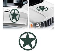 4R Quattroerre.it 17115 Pegatinas de Estrellas Militares para Jeep Renegade Capota y Puerta, Diámetro 33 cm, Verde Militar, 2 Piezas