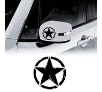 4R Quattroerre.it 17116 Pegatinas de Estrellas Militares para Jeep Renegade Espejos de Coche, Diámetro 9 cm, Negro Mate, 2 Piezas