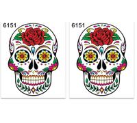 4R Quattroerre.it 6151 Adhesivos Stickers Cráneo Mexicano, 10 x 12 cm (Paquete de 2)