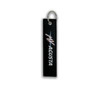 4R Quattroerre.it Llavero para MV Agusta de tela, doble cara con anillo de metal, fabricado en Italia, licencia oficial, 130 x 30 mm, Negro, 130 x 30 mm