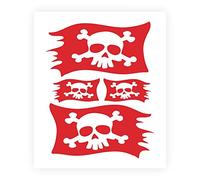 4R Quattroerre.it Villa D '15761 Pegatinas Recortadas en Forma supersagomati para Coche Bandera Pirata, Rojo, 10 x 12 cm