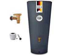 4rain Vaso 2en1 depósito de Agua de Lluvia 220 L Graphite Grey | In rifo de plástico y conexión al bajante riego sostenible decoración integrada extraíble conexión automática filtrante