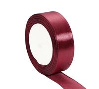 4roll (25 Yards/roll) Wine Red Single Face Satin Ribbon Gift Wrapping Christmas Apparel Sewing Fabric para Envolver Regalos Navidad Fiestas(25mm)