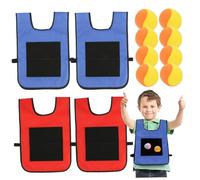 4Set Dodgeball Balls with 8 Sports Balls & 4 Sticky Ball Vest Ball Games with Strap Interactive Throwing Target Game Sticky for Kids Outdoor Playing
