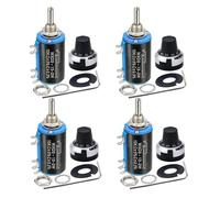 4Sets WXD3-13-2W Rotary Wirewound Potentiometer,100 Ohm with Precision Dial Potentiometer Knob