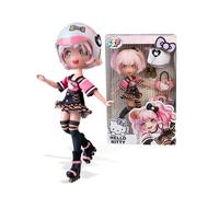 4SF - Hello Kitty Golden Diva Roller, Muñeca Fashion Japonesa Patinadora, Figura de 19,5 cm con 15 Puntos de Articulación, Incluye Casco, Bolso, Equipo de Música y Botines, Famosa (HKTF1000)