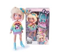 Hello Kitty Manga Fashion Unicorns, Muñeca Fashion Japonesa con Outfit Extra, Figura de 19.5 cm con 15 Puntos de Articulación, Incluye Falda Ra-Ra, Calentadores y Diadema con Orejas, Famosa (HKTF2000)