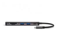 4smarts Adaptador 6 en 1 USB C con puertos HDMI 4K, entrega de potencia USB C 3.0 [100 W), 2 USB 3.0 y lector de tarjetas microSD y SD, compatible con el modo de escritorio Samsung Dex - gris espacial