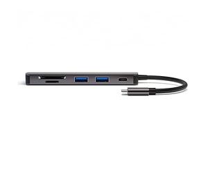 4smarts Adaptador 6 en 1 USB C con puertos HDMI 4K, entrega de potencia USB C 3.0 [100 W), 2 USB 3.0 y lector de tarjetas microSD y SD, compatible con el modo de escritorio Samsung Dex - gris espacial