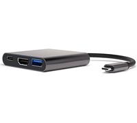 4smarts Adaptador USB C 3 en 1 con puertos HDMI 4K, entrega de potencia USB C 3.0 [100 W] y USB 3.0, compatible con el modo de escritorio Samsung Dex - gris espacial