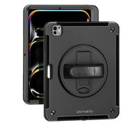 4smarts Carcasa para iPad Pro 13' 2024 Anillo de soporte bimaterial, Negro
