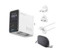 4smarts Cargador GaN Flex Screen AI 100W 2 USB-C+1 USB-A, color blanco, edición Travel Edition