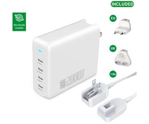 4smarts Flex Pro Cargador de sobremesa 200W 4x USB-C + Adaptador de viaje para todo el mundo