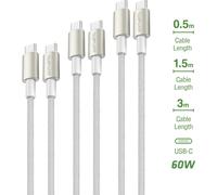 4smarts Juego de cables USB-C Premium 3x (3,0mtr + 1,5mtr + 0,5mtr)