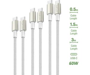 4smarts Juego de cables USB-C Premium 3x (3,0mtr + 1,5mtr + 0,5mtr)