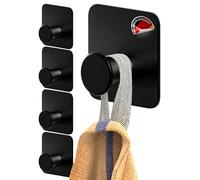 4smile colgador toalla baño sin taladro - 5 piezas- ganchos adhesivos para pared diseño moderno colgadores resistentes Plateado perchas autoadhesivos fuertes, Negro