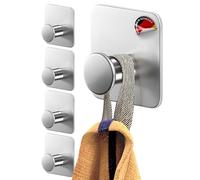 4smile colgador toalla baño sin taladro - 5 piezas, inoxidable - ganchos adhesivos para pared diseño moderno colgadores resistentes perchas autoadhesivos fuertes