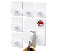 4smile colgador toalla baño sin taladro - 6 piezas- ganchos adhesivos para pared diseño moderno colgadores resistentes Blanco perchas autoadhesivos fuertes