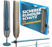 4smile Funda protectora para sombrilla, color gris topo, resistente, 2 m de diámetro, 2 m x 1,25 m, resistente a la intemperie, funda duradera, cubierta de poliéster