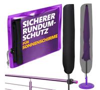 4smile Funda protectora para sombrilla, resistente a la intemperie, para sombrilla de 2 m de diámetro, 2 m x 1,25 m, resistente funda de poliéster, color negro