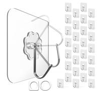 4smile ganchos adhesivos - 30 piezas de soportes autoadhesivos transparentes, gran capacidad de carga - ganchos adhesivos giratorios 180° techo o pared, ideales para cocina, baño, decoración