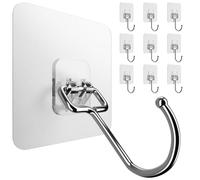 4smile Ganchos adhesivos extrafuertes - 10 unidades de soportes autoadhesivos transparentes, capacidad de carga de 15 kg - 180° giratorios - Ganchos de pared autoadhesivos para cocina, baño