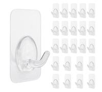 4smile Ganchos adhesivos extrafuertes - 24 soportes mágicos, ganchos adhesivos transparentes para marcos de ventanas - Ganchos de pared flexibles autoadhesivos para baño, soportes autoadhesivos sin