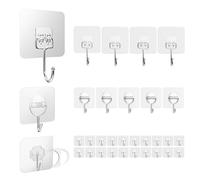 4smile Ganchos adhesivos extrafuertes - Juego de mezcla de 29 unidades con 3 variantes, soportes autoadhesivos transparentes - Ganchos adhesivos 180° para techo, pared, ventana, cocina, baño