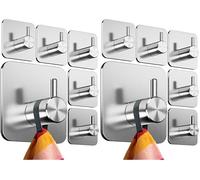 4smile ganchos adhesivos para pared - 6 piezas, Inoxidable -colgador toalla baño -toalleros sin taladro autoadhesivos resistentes, perchas para baño cocina, Plateado (Paquete de 2)