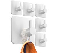 4smile ganchos adhesivos para pared - 6 piezas, Inoxidable - colgador toalla baño - toalleros sin taladro autoadhesivos resistentes, perchas para baño cocina, Blanco
