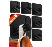 4smile ganchos adhesivos para pared - 6 piezas, Inoxidable -colgador toalla baño -toalleros sin taladro autoadhesivos resistentes, perchas para baño cocina,Negro