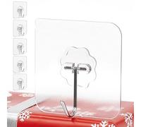 4smile Ganchos autoadhesivos - 12 unidades de ganchos adhesivos extrafuertes resistentes a la intemperie y a la corrosión, giratorios 180°, para decoración navideña, cocina, baño, pared y techo