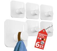 4smile Ganchos para toallas de baño y cocina, juego de 6 unidades, color blanco, ganchos adhesivos sin taladrar ZT