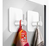 4smile Ganchos para toallas sin taladrar, juego de 6 toalleros sin taladrar, color blanco, ganchos de acero inoxidable, ganchos adhesivos resistentes al agua, ganchos autoadhesivos, ganchos para