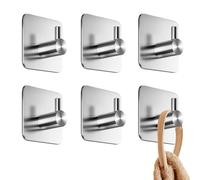 4smile - Juego de 6 ganchos adhesivos para toallas de ba o - Perchero de acero inoxidable autoadhesivo - Ganchos de pared adhesivos duraderos - T