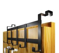 4smile Perchero de puerta para colgar en el interior, color negro para puerta trasera, gancho de ahorro de espacio, gancho interior, con almohadillas antideslizantes y de