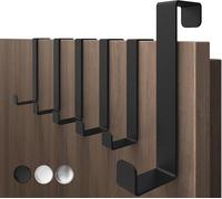 4smile Soportes para puerta para colgar, juego de 6 unidades - Ganchos negros para colgar en la puerta, soportes flexibles para colgar, ahorro de espacio - robusto perchero, barra de gancho