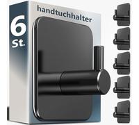 4smile Toallero sin taladrar, 6 unidades de toalleros de baño de acero inoxidable, ganchos adhesivos resistentes al agua para baño, inodoro, cocina, ganchos autoadhesivos, ideal como gancho funcional