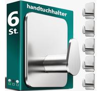 4smile Toallero sin taladrar, color plateado, juego de 6 toalleros de baño, ganchos adhesivos ovalados de acero inoxidable, ganchos impermeables para baño, inodoro, cocina