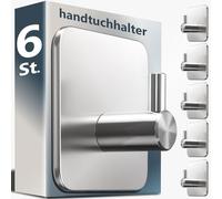 4smile Toallero sin taladrar de acero inoxidable, plateado, 6 unidades, ganchos adhesivos impermeables para baño, inodoro, cocina, ganchos autoadhesivos, ganchos inoxidables como gancho para toallas