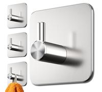 4smile Toallero sin taladrar, juego de 4 unidades, soportes de acero inoxidable autoadhesivos, con almohadillas adhesivas, ganchos adhesivos inoxidables, extrafuertes como ganchos para toallas para