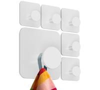 4smile Toallero sin taladrar, juego de 6 unidades, color blanco, ganchos adhesivos para baño de acero inoxidable, para baño, cocina, armario, paños y albornoces, resistentes al agua, alta capacidad de