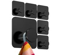 4smile Toallero sin taladrar, juego de 6 unidades, color negro, toallero de baño de acero inoxidable, modernos ganchos adhesivos, alta capacidad de carga, ganchos impermeables para baño, ganchos